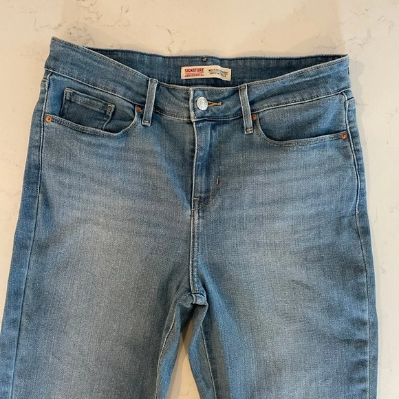 Levi Strauss Signature Mid Rise Straight 5 Pocket Lt Wash Jeans Blue 28"x32"L - Picture 3 of 12